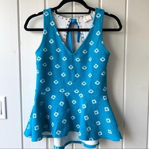 Anthropologie Postage Stamp Blue Peplum